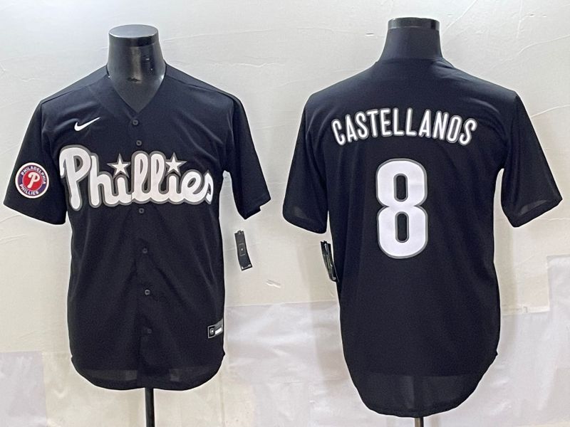 Men 2025 Philadelphia Phillies #8 Castellanos Black Fashion Nike MLB Jersey style 7156